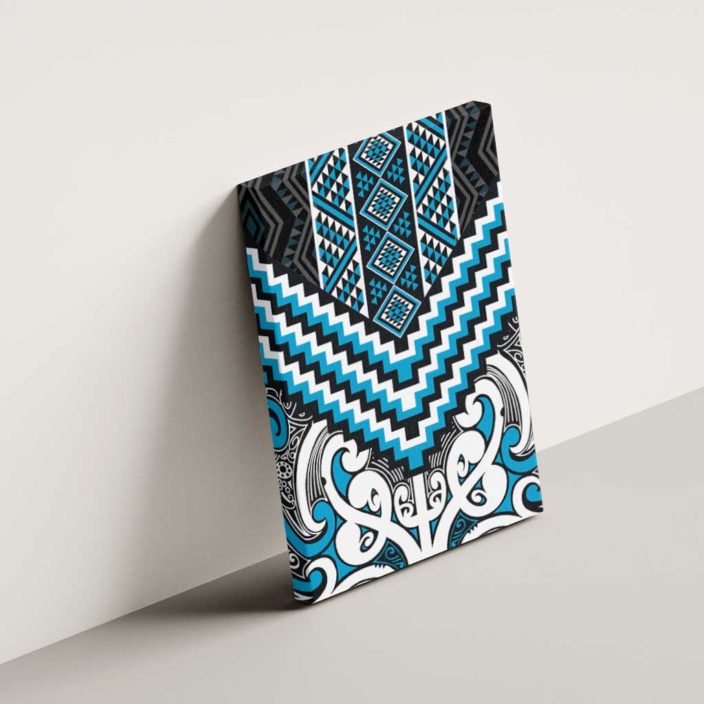 Maori Tukutuku Taniko Motifs Canvas Wall Art Turquoise Poutama Mix Kowhaiwhai LT7 - Polynesian Pride