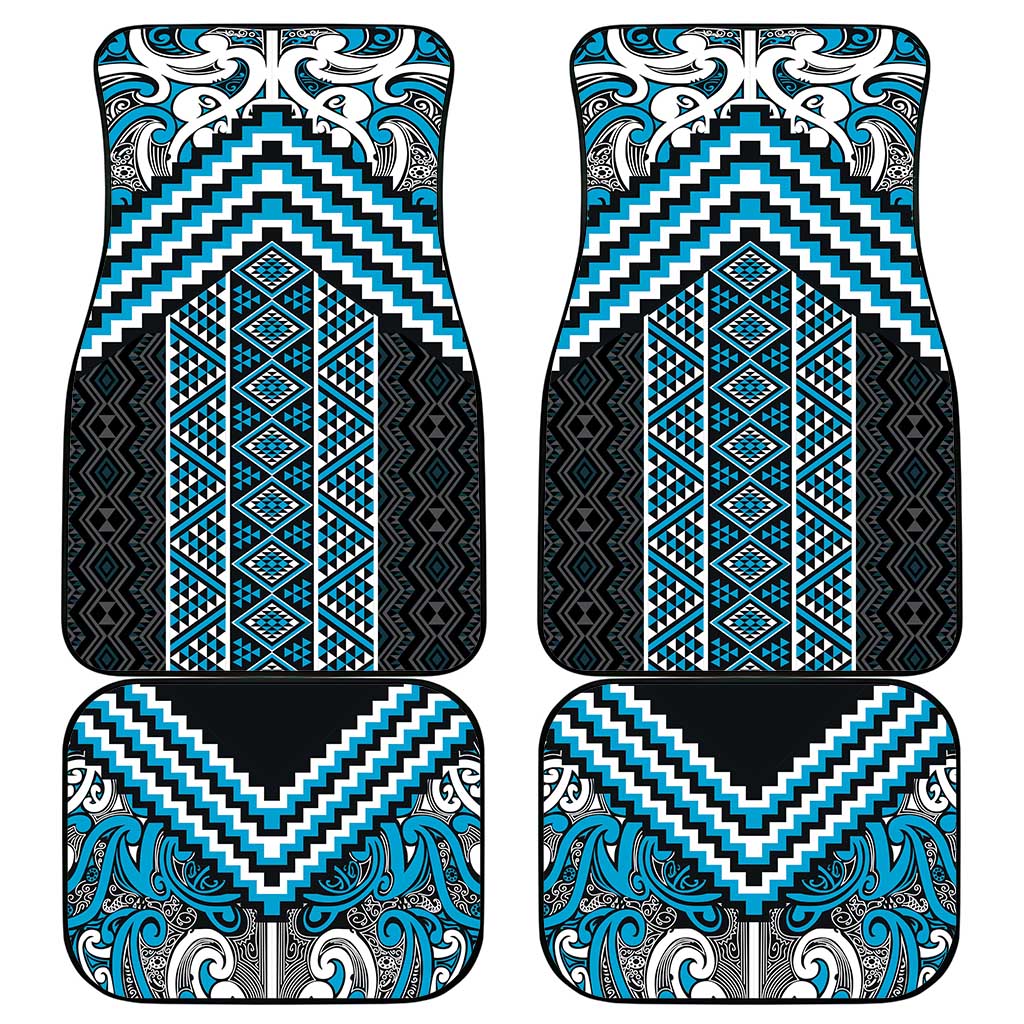 Maori Tukutuku Taniko Motifs Car Mats Turquoise Poutama Mix Kowhaiwhai LT7 - Polynesian Pride