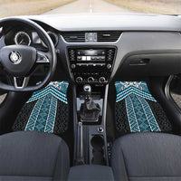 Maori Tukutuku Taniko Motifs Car Mats Turquoise Poutama Mix Kowhaiwhai LT7 Set 2pcs - Front Turquoise - Polynesian Pride