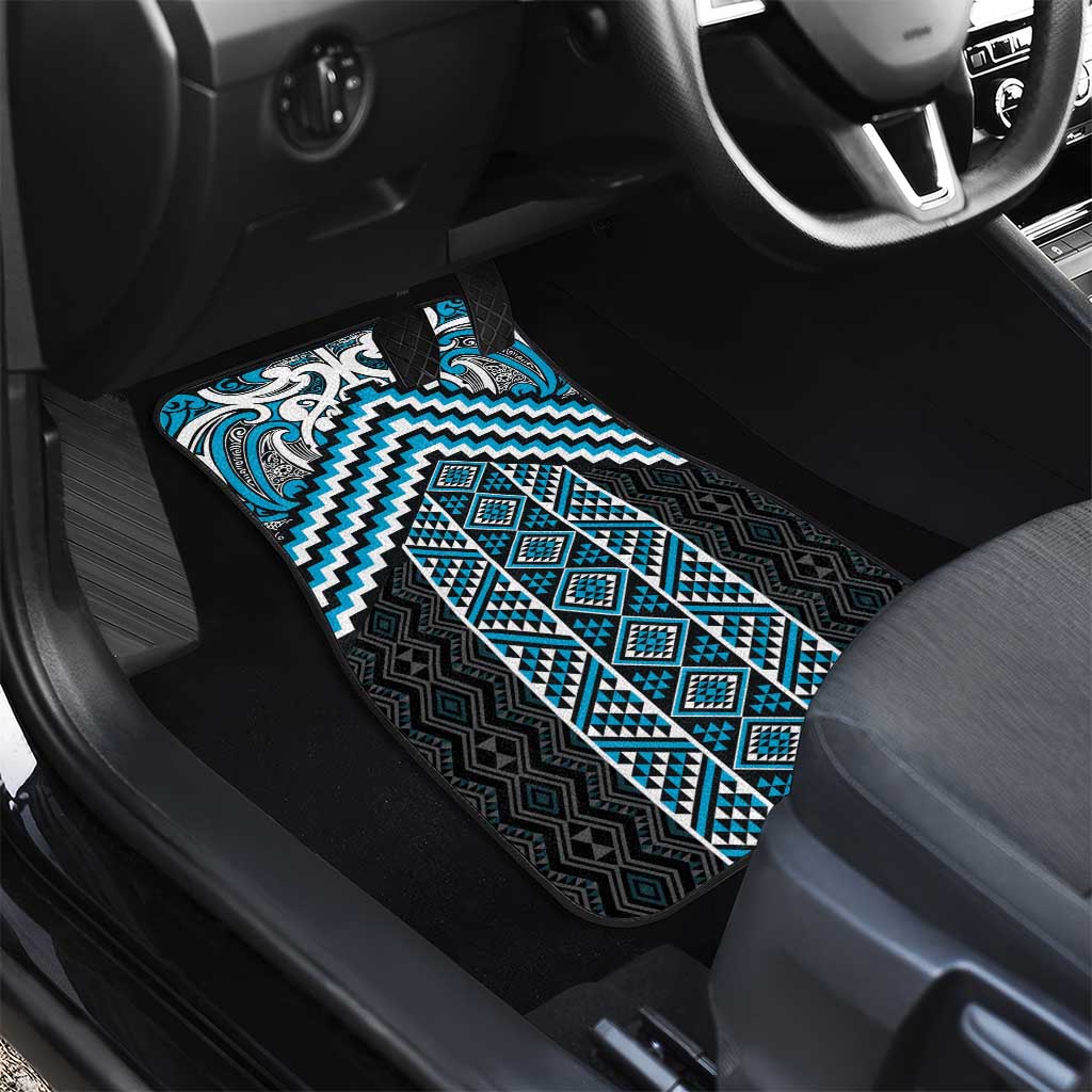 Maori Tukutuku Taniko Motifs Car Mats Turquoise Poutama Mix Kowhaiwhai LT7 - Polynesian Pride
