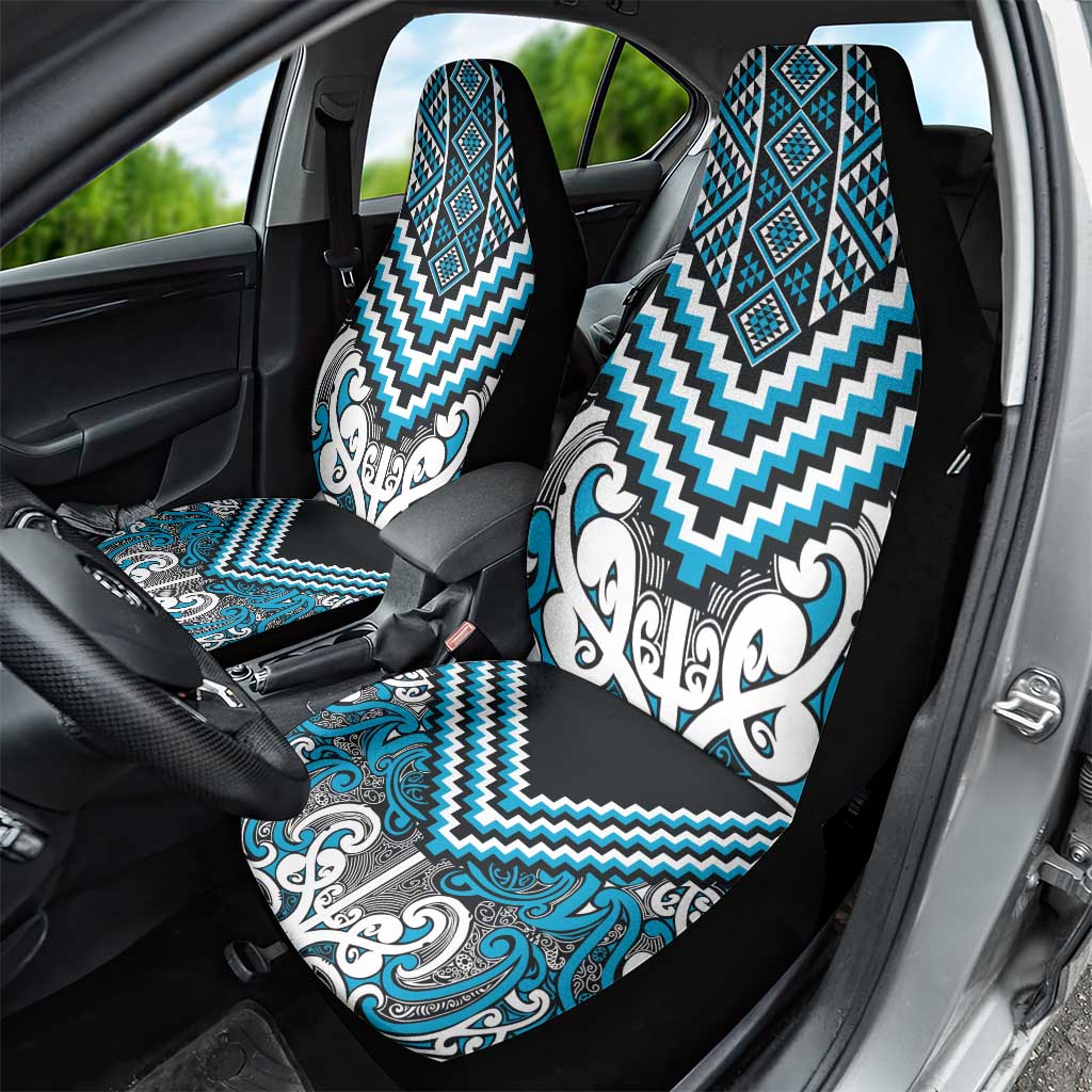 Maori Tukutuku Taniko Motifs Car Seat Cover Turquoise Poutama Mix Kowhaiwhai LT7 - Polynesian Pride