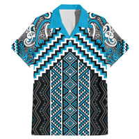 Maori Tukutuku Taniko Motifs Family Matching Mermaid Dress and Hawaiian Shirt Turquoise Poutama Mix Kowhaiwhai LT7 Dad's Shirt - Short Sleeve Turquoise - Polynesian Pride