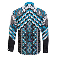 Maori Tukutuku Taniko Motifs Family Matching Mermaid Dress and Hawaiian Shirt Turquoise Poutama Mix Kowhaiwhai LT7 - Polynesian Pride