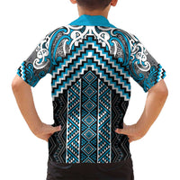 Maori Tukutuku Taniko Motifs Family Matching Puletasi and Hawaiian Shirt Turquoise Poutama Mix Kowhaiwhai LT7 - Polynesian Pride