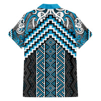 Maori Tukutuku Taniko Motifs Family Matching Short Sleeve Bodycon Dress and Hawaiian Shirt Turquoise Poutama Mix Kowhaiwhai LT7 - Polynesian Pride