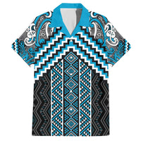Maori Tukutuku Taniko Motifs Hawaiian Shirt Turquoise Poutama Mix Kowhaiwhai LT7 Turquoise - Polynesian Pride