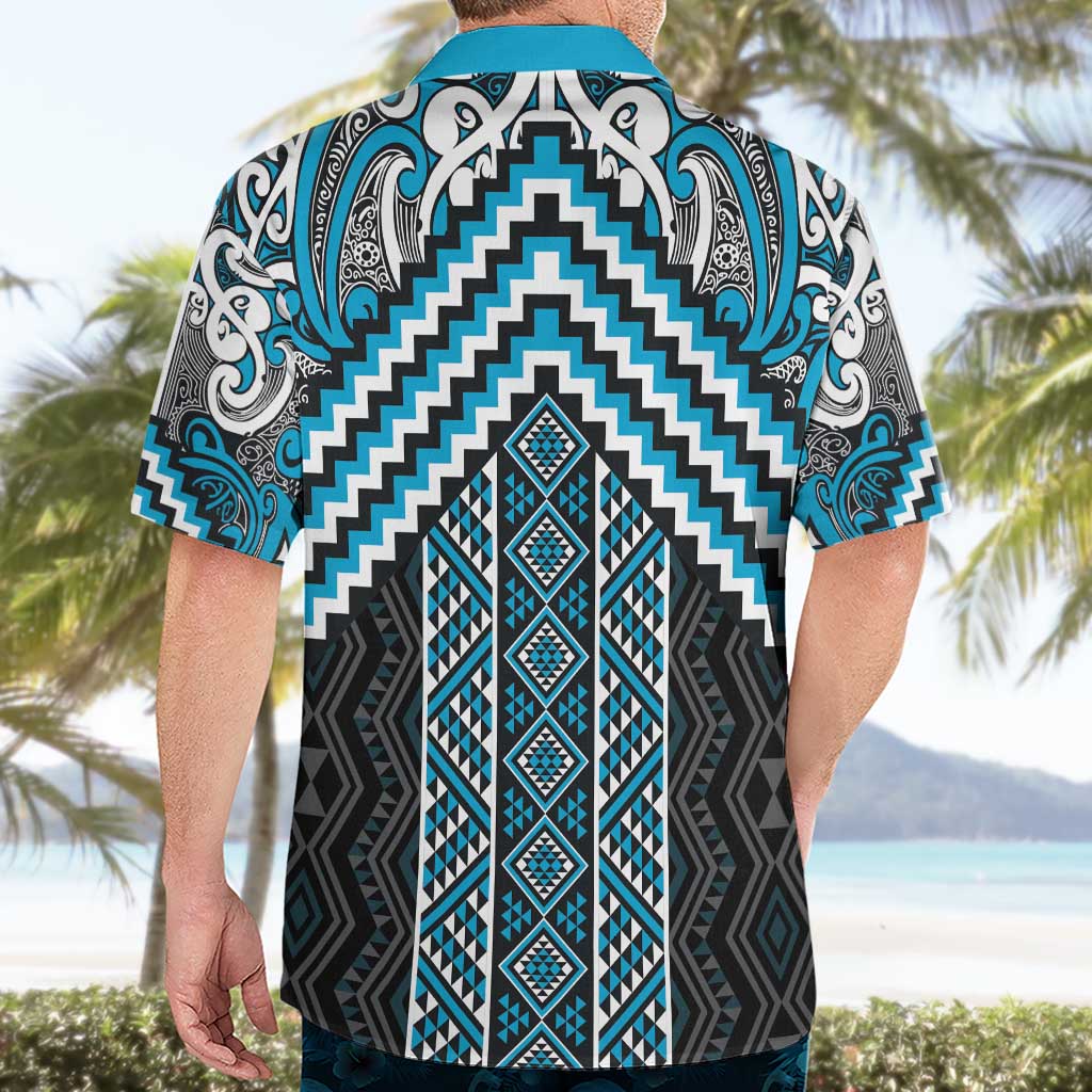 Maori Tukutuku Taniko Motifs Hawaiian Shirt Turquoise Poutama Mix Kowhaiwhai LT7 - Polynesian Pride