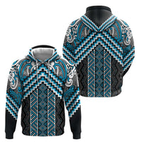 Maori Tukutuku Taniko Motifs Hoodie Turquoise Poutama Mix Kowhaiwhai LT7 - Polynesian Pride