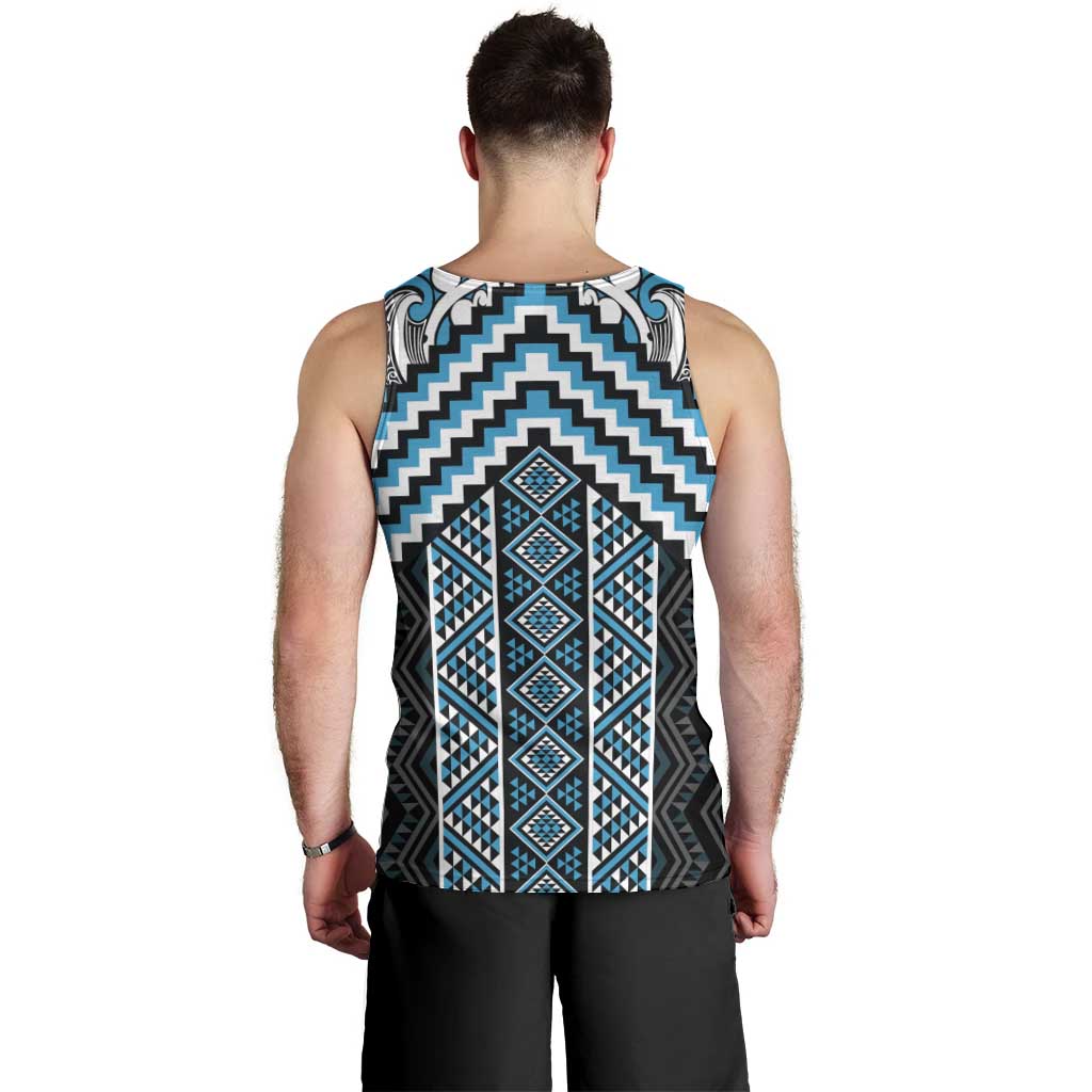 Maori Tukutuku Taniko Motifs Men Tank Top Turquoise Poutama Mix Kowhaiwhai LT7 - Polynesian Pride