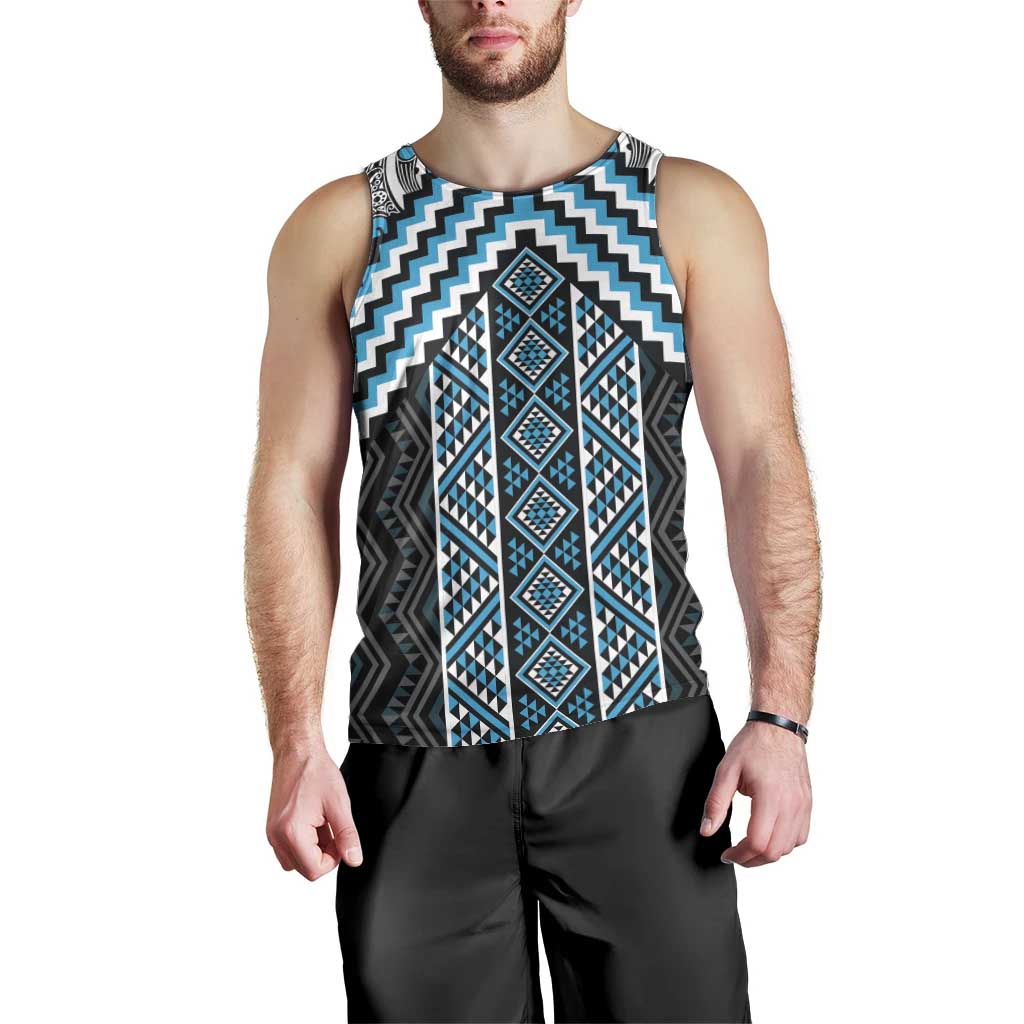 Maori Tukutuku Taniko Motifs Men Tank Top Turquoise Poutama Mix Kowhaiwhai LT7 - Polynesian Pride