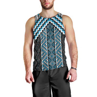 Maori Tukutuku Taniko Motifs Men Tank Top Turquoise Poutama Mix Kowhaiwhai LT7 - Polynesian Pride