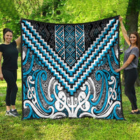 Maori Tukutuku Taniko Motifs Quilt Turquoise Poutama Mix Kowhaiwhai LT7 - Polynesian Pride