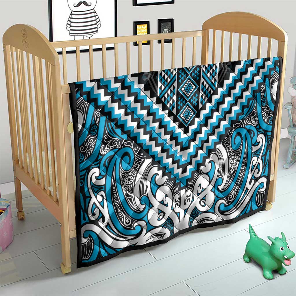 Maori Tukutuku Taniko Motifs Quilt Turquoise Poutama Mix Kowhaiwhai LT7 - Polynesian Pride
