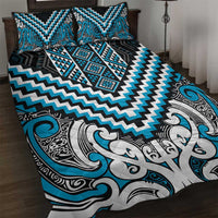 Maori Tukutuku Taniko Motifs Quilt Bed Set Turquoise Poutama Mix Kowhaiwhai LT7 Turquoise - Polynesian Pride