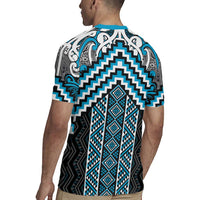 Maori Tukutuku Taniko Motifs Rugby Jersey Turquoise Poutama Mix Kowhaiwhai LT7 - Polynesian Pride