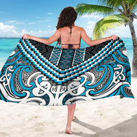 Maori Tukutuku Taniko Motifs Sarong Turquoise Poutama Mix Kowhaiwhai LT7 - Polynesian Pride