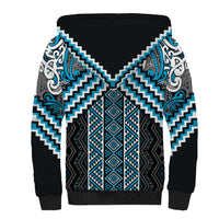 Maori Tukutuku Taniko Motifs Sherpa Hoodie Turquoise Poutama Mix Kowhaiwhai LT7 - Polynesian Pride