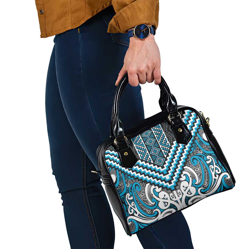 Maori Tukutuku Taniko Motifs Shoulder Handbag Turquoise Poutama Mix Kowhaiwhai LT7 - Polynesian Pride