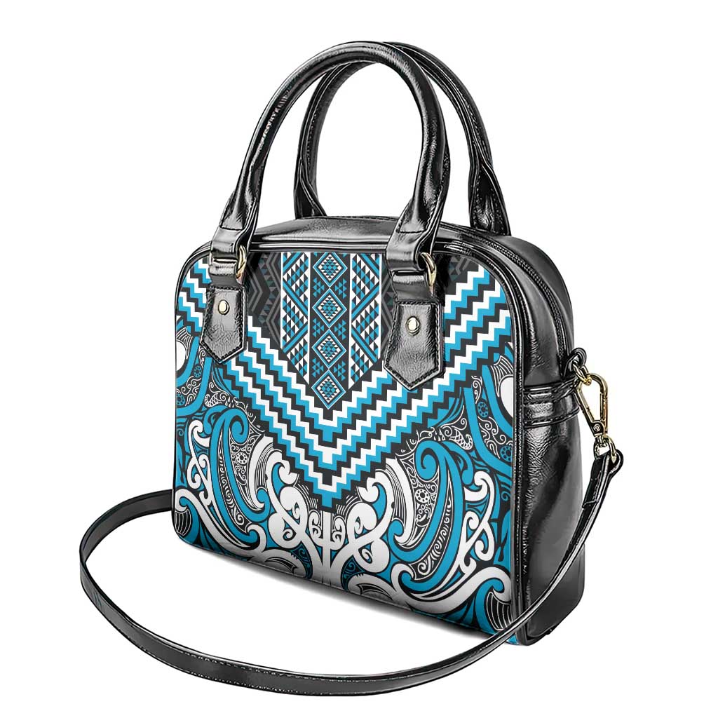 Maori Tukutuku Taniko Motifs Shoulder Handbag Turquoise Poutama Mix Kowhaiwhai LT7 - Polynesian Pride