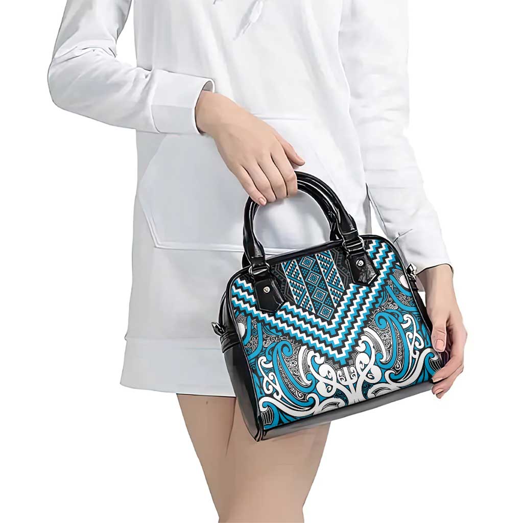 Maori Tukutuku Taniko Motifs Shoulder Handbag Turquoise Poutama Mix Kowhaiwhai LT7 - Polynesian Pride