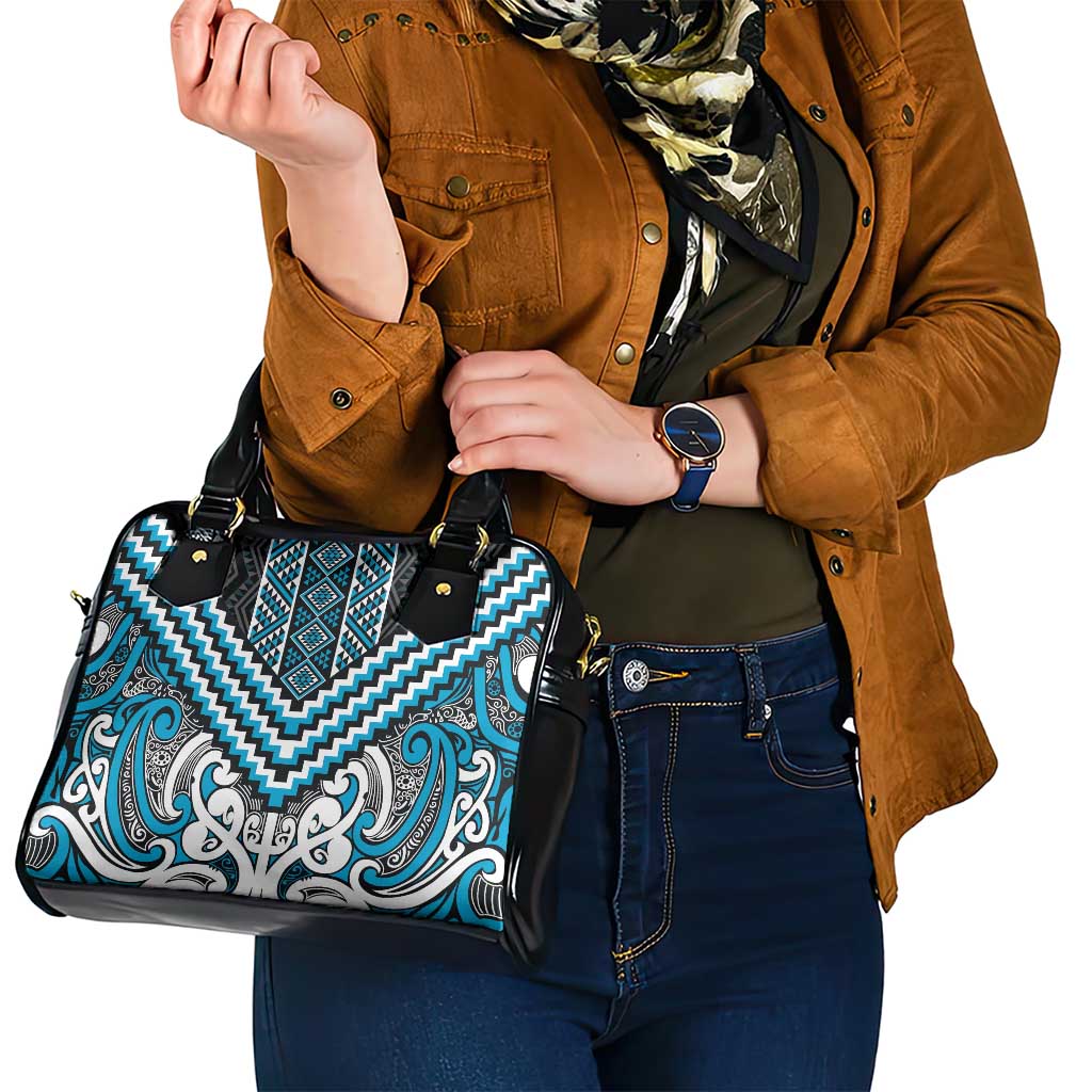 Maori Tukutuku Taniko Motifs Shoulder Handbag Turquoise Poutama Mix Kowhaiwhai LT7 - Polynesian Pride