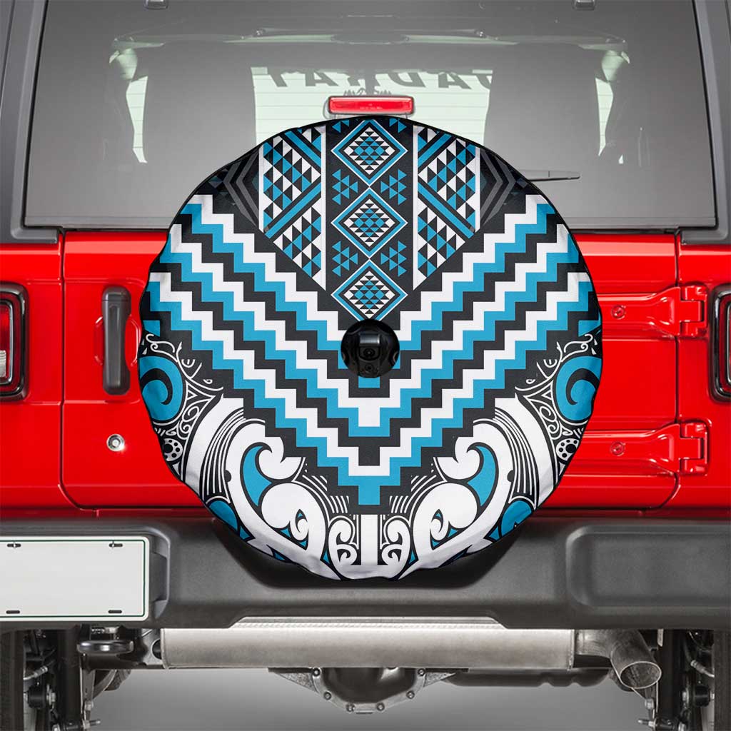 Maori Tukutuku Taniko Motifs Spare Tire Cover Turquoise Poutama Mix Kowhaiwhai LT7 - Polynesian Pride
