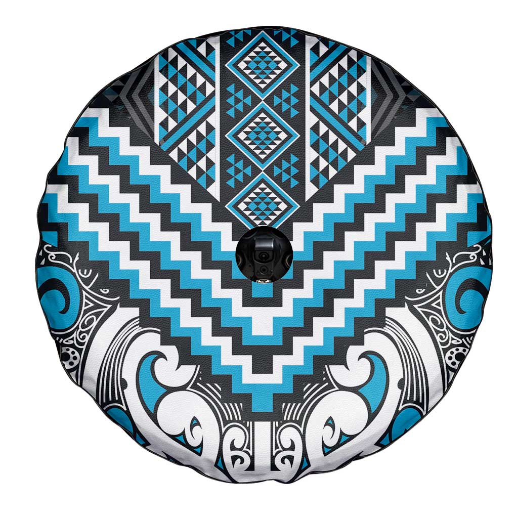 Maori Tukutuku Taniko Motifs Spare Tire Cover Turquoise Poutama Mix Kowhaiwhai LT7 - Polynesian Pride
