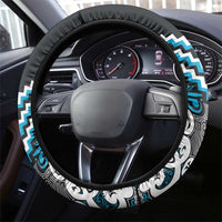 Maori Tukutuku Taniko Motifs Steering Wheel Cover Turquoise Poutama Mix Kowhaiwhai LT7 - Polynesian Pride