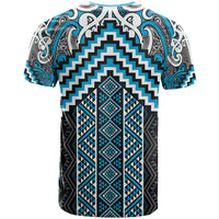 Maori Tukutuku Taniko Motifs T Shirt Turquoise Poutama Mix Kowhaiwhai LT7 - Polynesian Pride