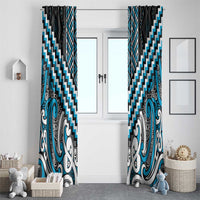 Maori Tukutuku Taniko Motifs Window Curtain Turquoise Poutama Mix Kowhaiwhai LT7 - Polynesian Pride