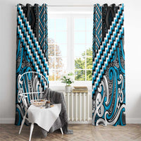 Maori Tukutuku Taniko Motifs Window Curtain Turquoise Poutama Mix Kowhaiwhai LT7 - Polynesian Pride