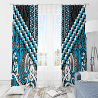 Maori Tukutuku Taniko Motifs Window Curtain Turquoise Poutama Mix Kowhaiwhai LT7 - Polynesian Pride