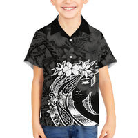 Polynesian Women's Day Family Matching Off Shoulder Long Sleeve Dress and Hawaiian Shirt Plumeria Passion - Black LT7 Son's Shirt Black - Polynesian Pride