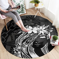 Polynesian Women's Day Round Carpet Plumeria Passion - Black LT7 - Polynesian Pride