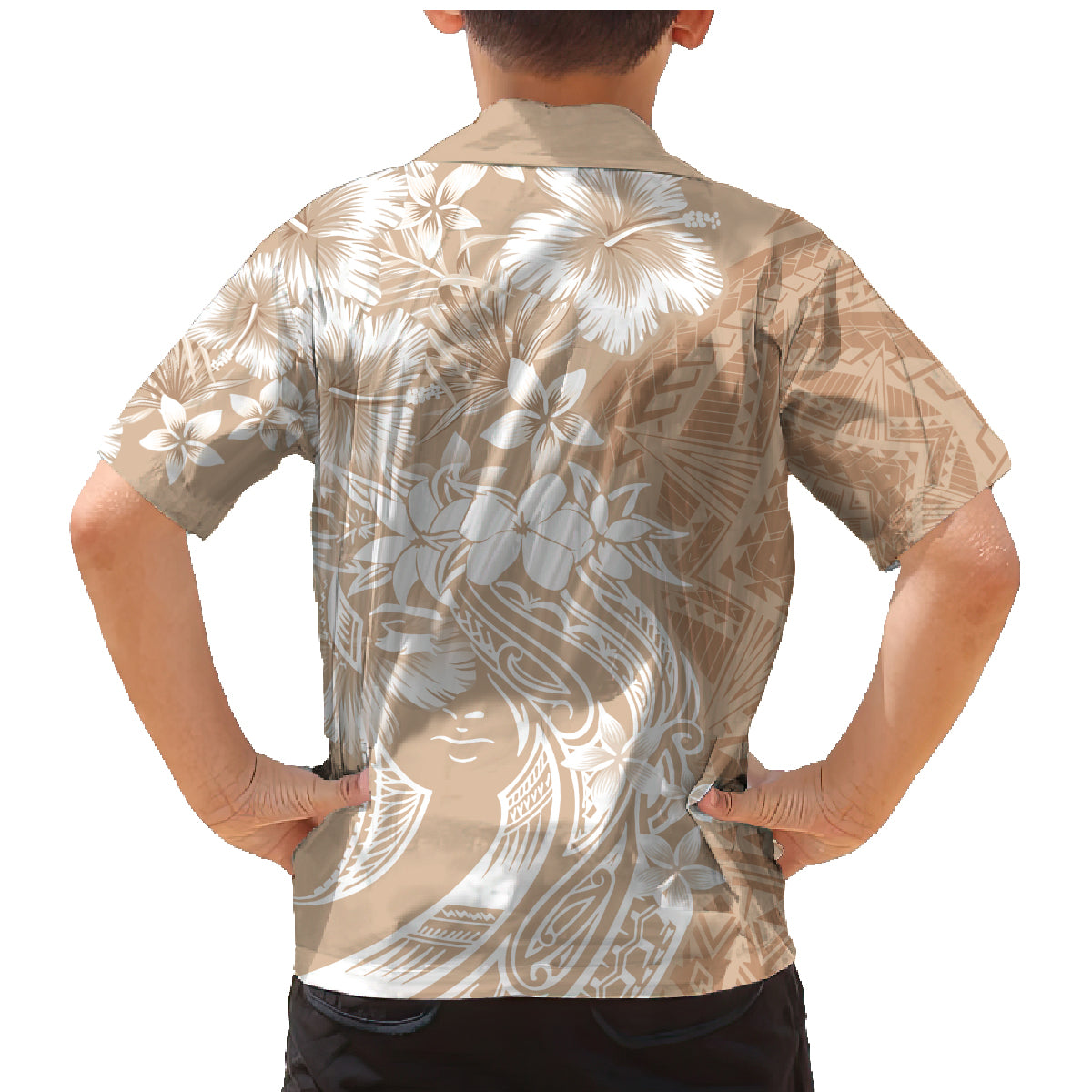 Polynesian Women's Day Family Matching Mermaid Dress and Hawaiian Shirt Plumeria Passion - Beige LT7 - Polynesian Pride