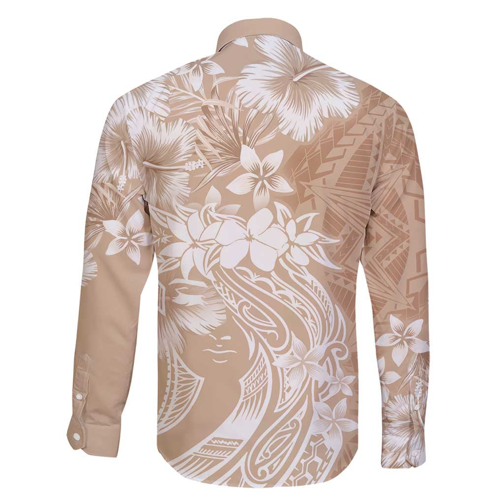 Polynesian Women's Day Family Matching Short Sleeve Bodycon Dress and Hawaiian Shirt Plumeria Passion - Beige LT7 - Polynesian Pride