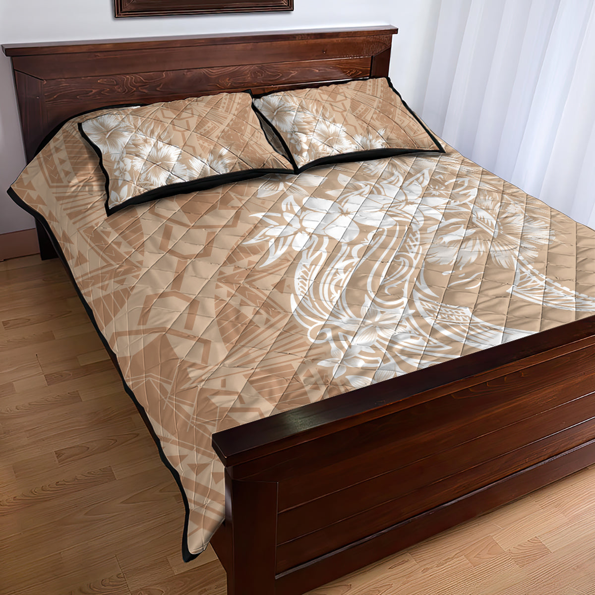 Polynesian Women's Day Quilt Bed Set Plumeria Passion - Beige LT7 - Polynesian Pride