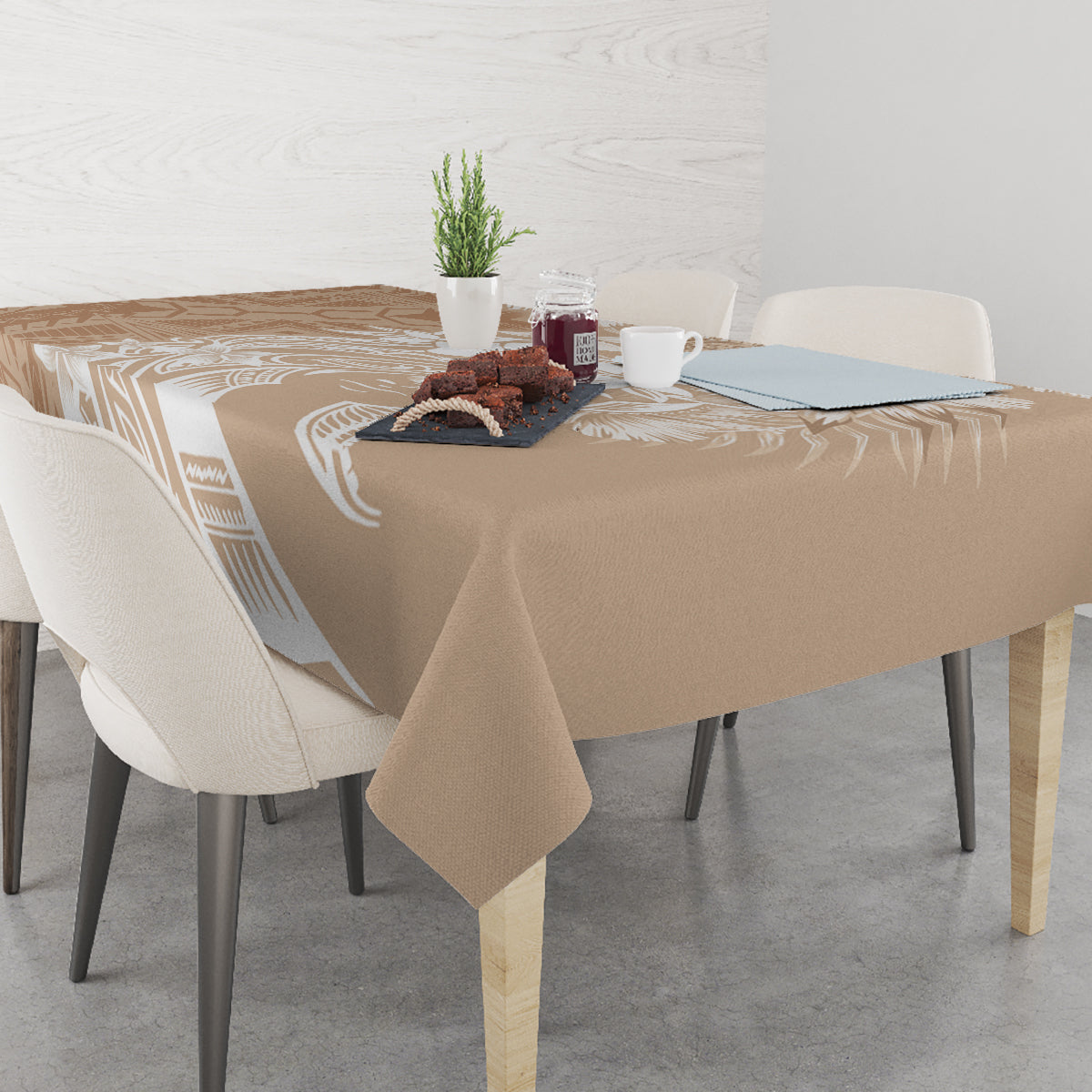Polynesian Women's Day Tablecloth Plumeria Passion - Beige LT7 - Polynesian Pride
