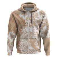 Polynesian Women's Day Zip Hoodie Plumeria Passion - Beige LT7 Zip Hoodie Beige - Polynesian Pride