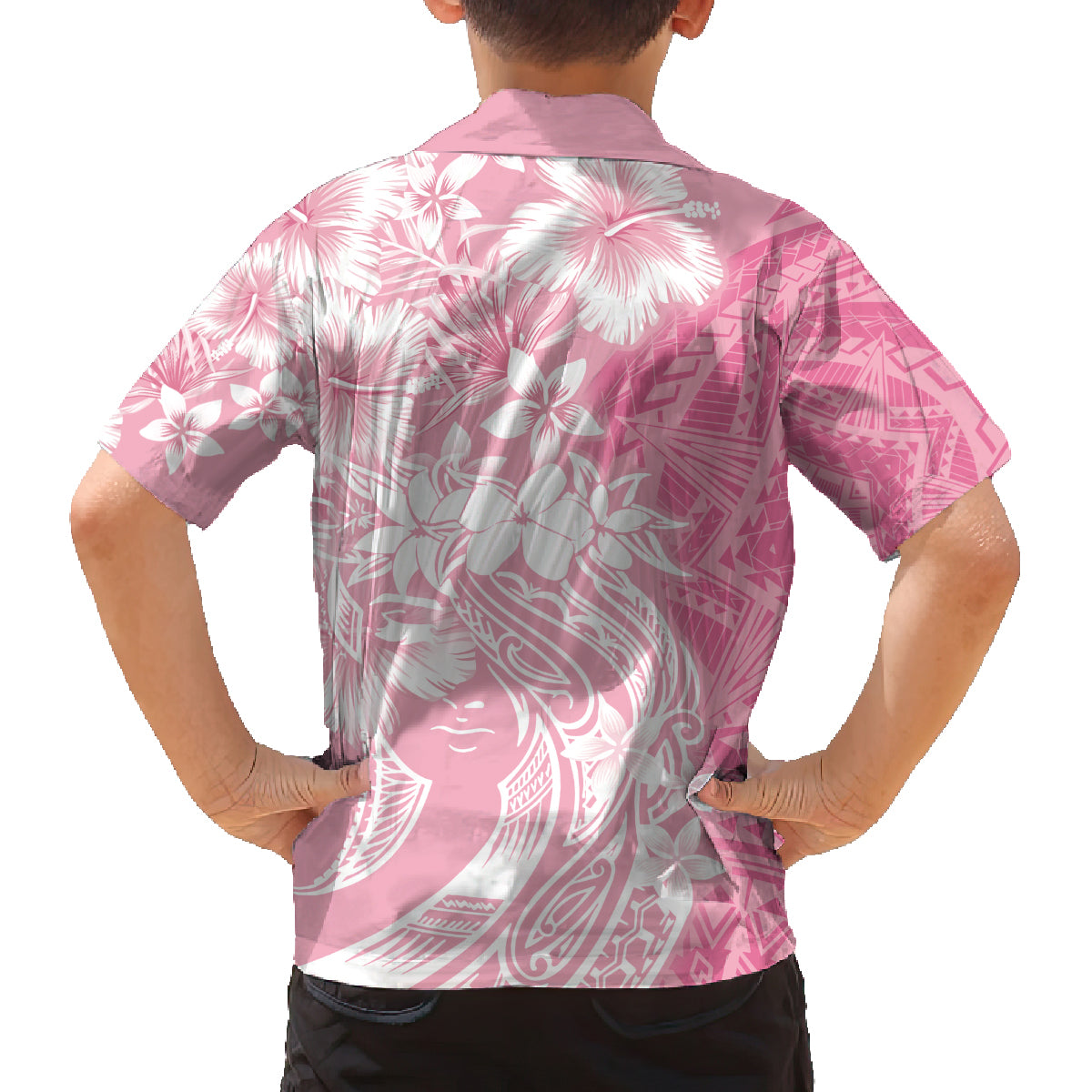 Polynesian Women's Day Family Matching Off Shoulder Long Sleeve Dress and Hawaiian Shirt Plumeria Passion - Pink LT7 - Polynesian Pride