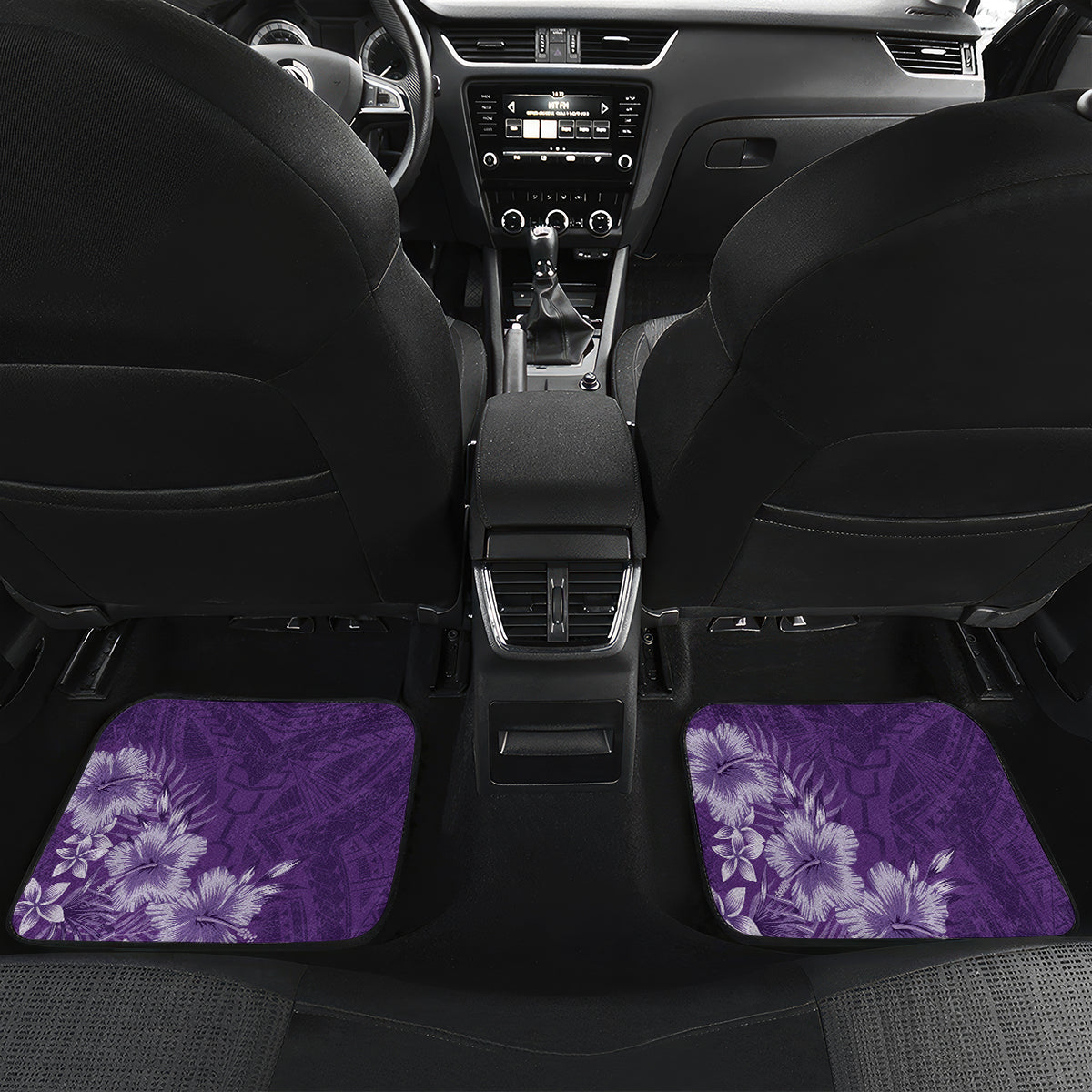 Polynesian Women's Day Car Mats Plumeria Passion - Purple LT7 Set 2pcs - Back Purple - Polynesian Pride