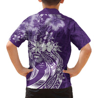 Polynesian Women's Day Family Matching Off Shoulder Long Sleeve Dress and Hawaiian Shirt Plumeria Passion - Purple LT7 - Polynesian Pride