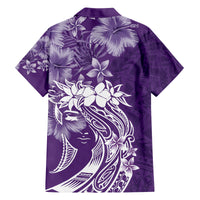 Polynesian Women's Day Family Matching Off Shoulder Short Dress and Hawaiian Shirt Plumeria Passion - Purple LT7 - Polynesian Pride