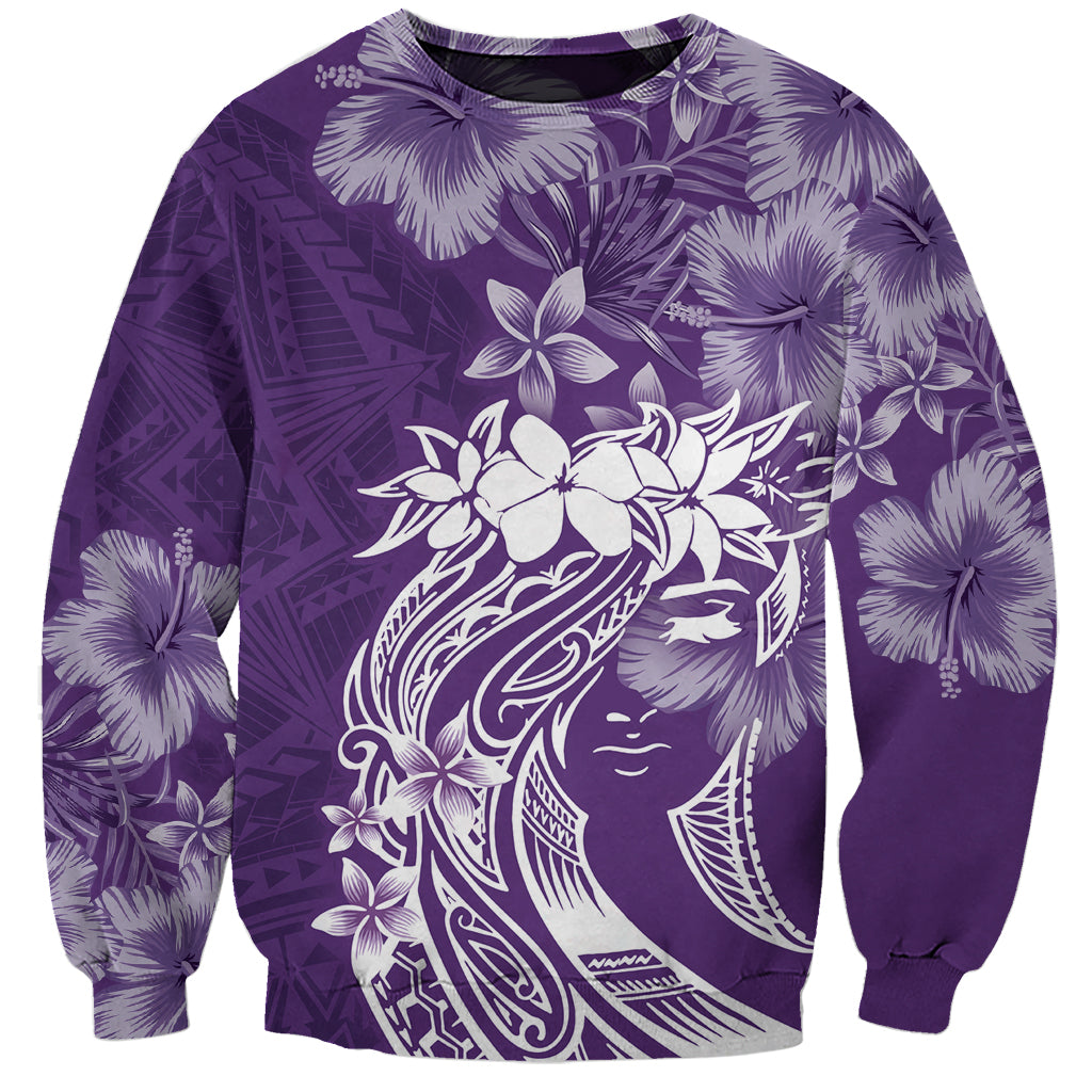 Polynesian Women's Day Sweatshirt Plumeria Passion - Purple LT7 Unisex Purple - Polynesian Pride