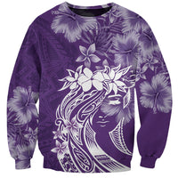 Polynesian Women's Day Sweatshirt Plumeria Passion - Purple LT7 Unisex Purple - Polynesian Pride