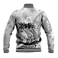 Polynesian Women's Day Baseball Jacket Plumeria Passion - White LT7 - Polynesian Pride