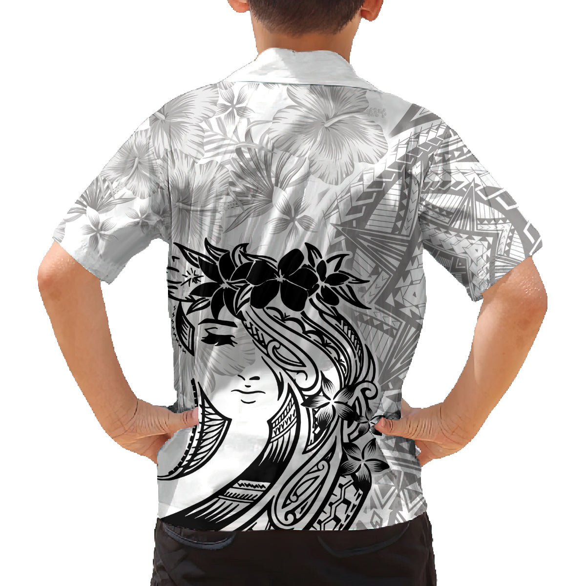 Polynesian Women's Day Family Matching Long Sleeve Bodycon Dress and Hawaiian Shirt Plumeria Passion - White LT7 - Polynesian Pride