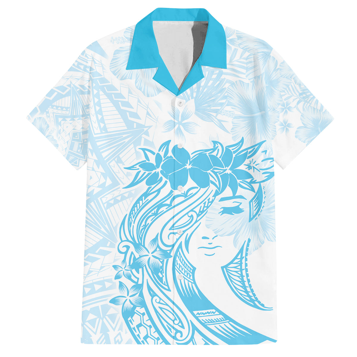 Polynesian Women's Day Family Matching Off Shoulder Long Sleeve Dress and Hawaiian Shirt Plumeria Passion - Turquoise LT7 Dad's Shirt - Short Sleeve Turquoise - Polynesian Pride