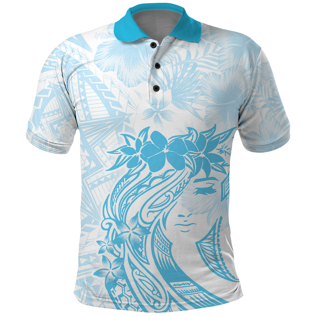 Polynesian Women's Day Polo Shirt Plumeria Passion - Turquoise LT7 Turquoise - Polynesian Pride