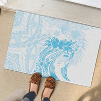 Polynesian Women's Day Rubber Doormat Plumeria Passion - Turquoise LT7 - Polynesian Pride